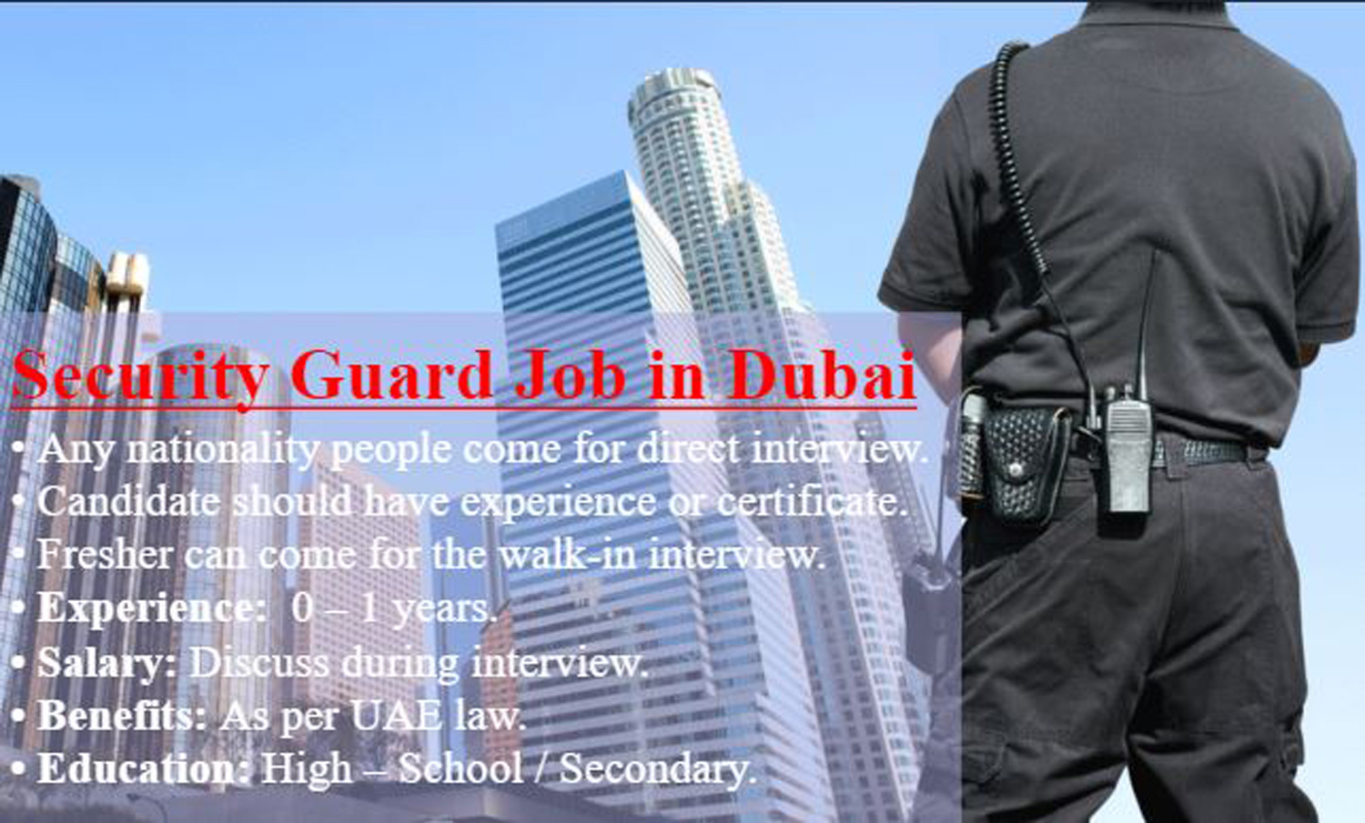 Security Guard Jobs in UAE 2018