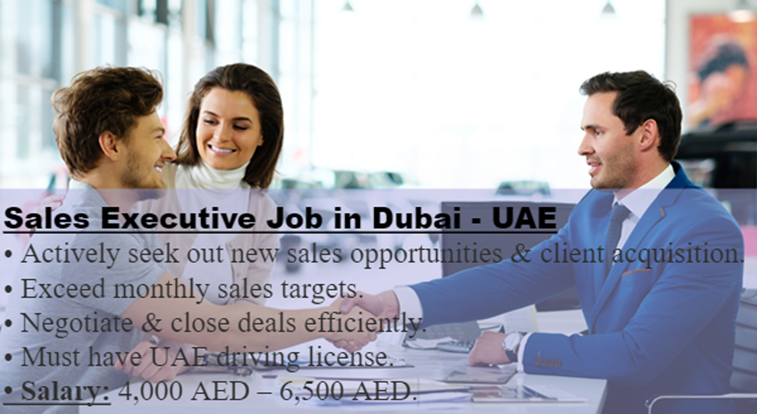 Sales Executive Jobs in Dubai with Salary