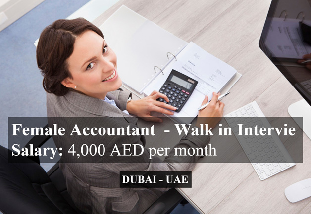 Accountant Vacancy (Females Only) - Walk in Interview - Immediate Joining