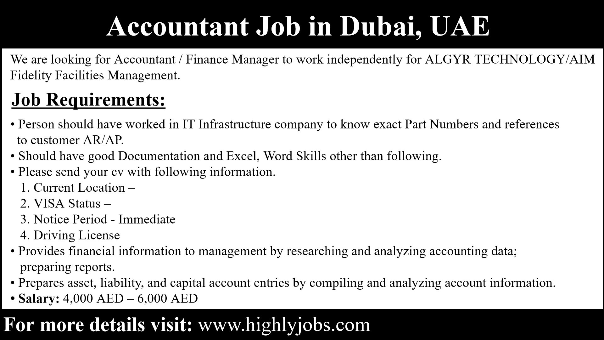 Accountant Job in Dubai with Salary