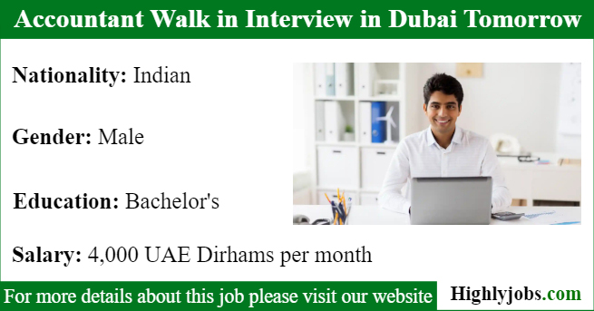 Accountant Walk in Interview in Dubai Tomorrow