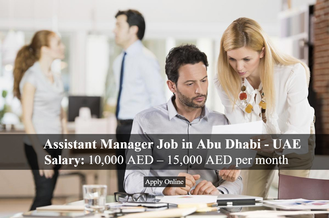 Assistant Manager Job in Abu Dhabi – UAE