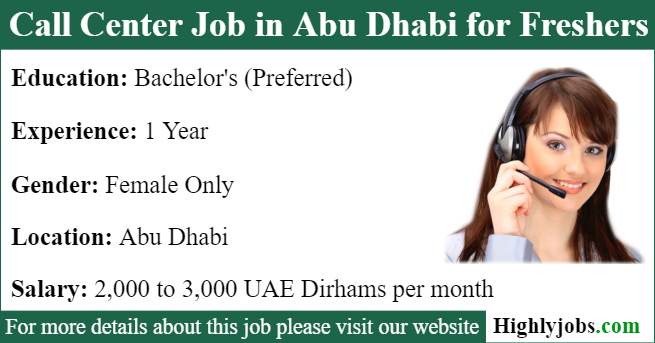 Call Center Job in Abu Dhabi for Freshers