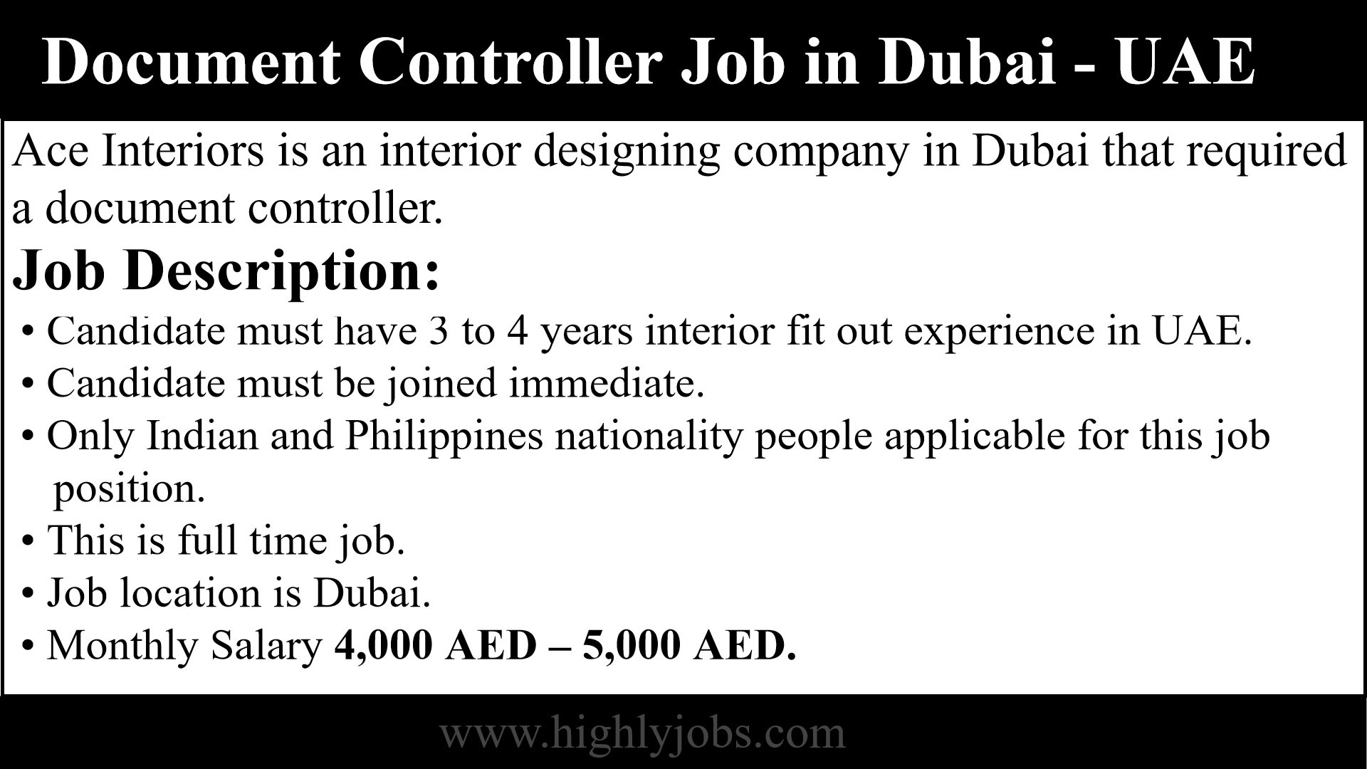 Doandent Controller Job in Dubai, United Arab Emirates