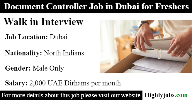 Doandent Controller Job in Dubai for Freshers