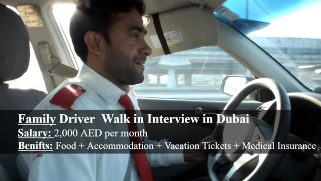Family Driver Walk in Interview in Dubai - UAE