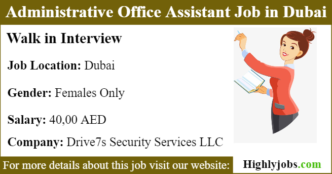 Female Administrative Office Assistant Job in Dubai 2019