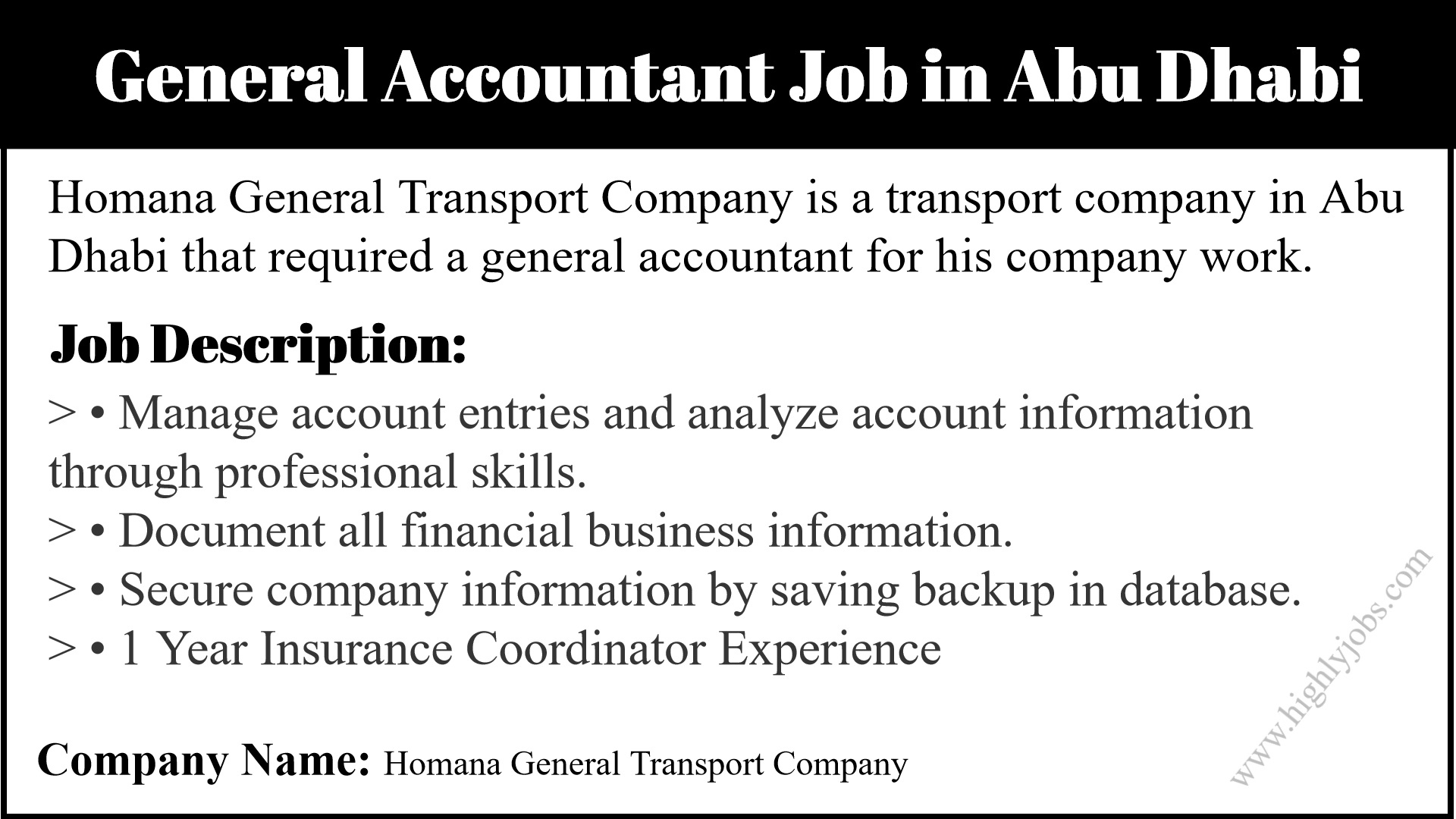 General Accountant Job in Abu Dhabi