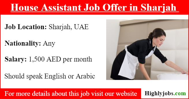 House Assistant Job Offer in Sharjah