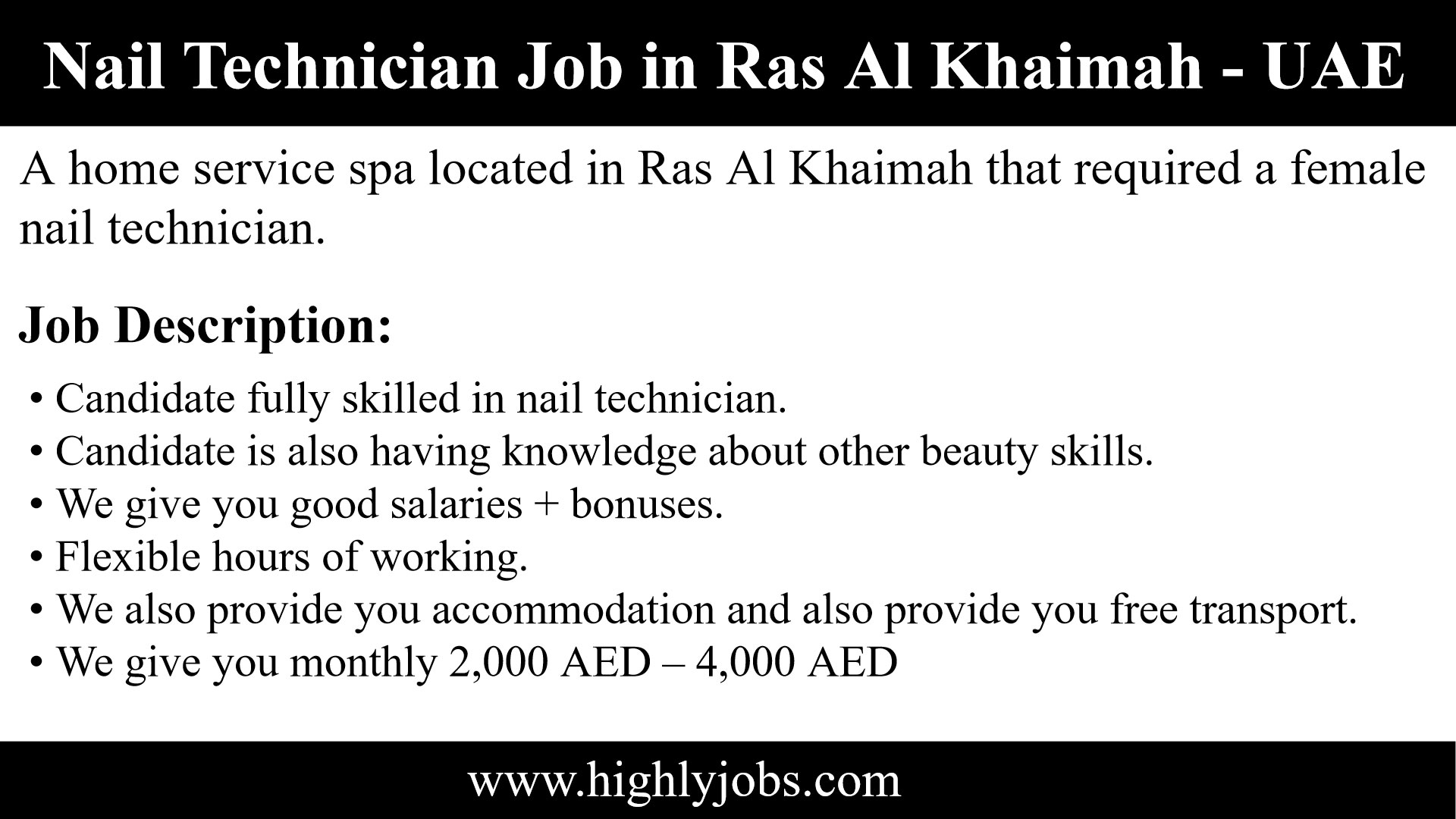 Nail Technician Job in Ras Al Khaimah