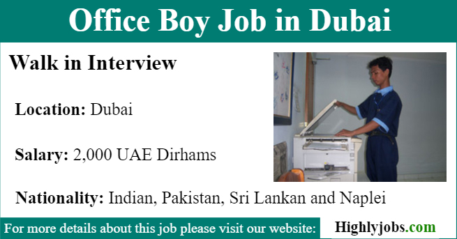 Office Boy Job in Dubai With Salary