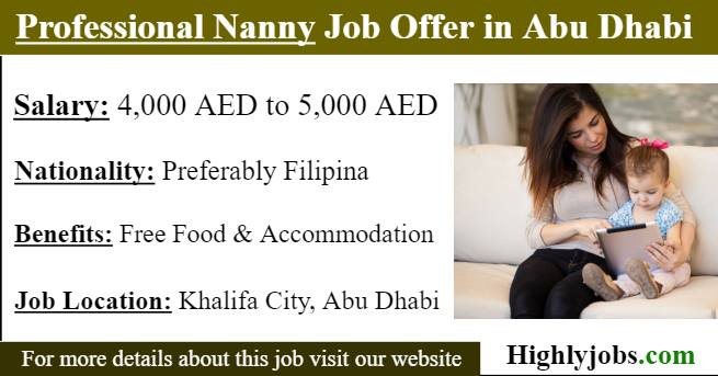 Professional Nanny Job Offer in Abu Dhabi