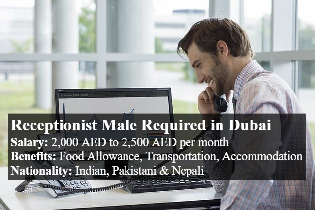 Receptionist Male Required in Dubai