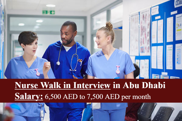 Registered Nurse Walk in Interview in Abu Dhabi – UAE
