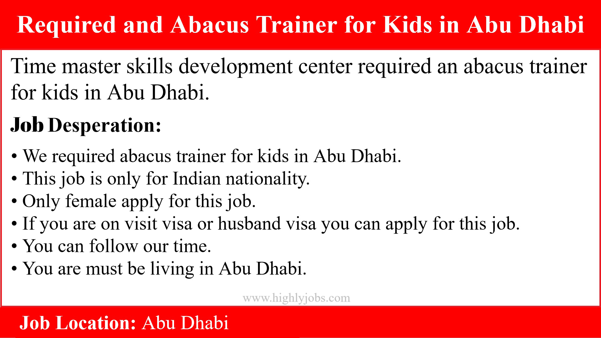 Required and Abacus Trainer for Kids in Abu Dhabi