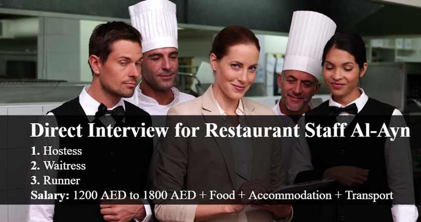 Restaurant Staff Direct Interview in Al Ain