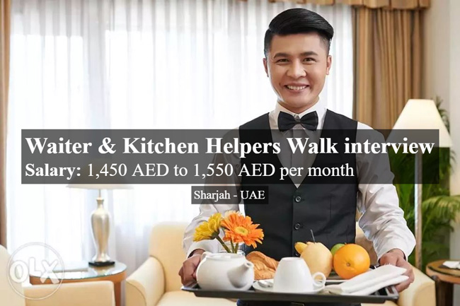 Waiter & Kitchen Helpers Walk Interview in Sharjah