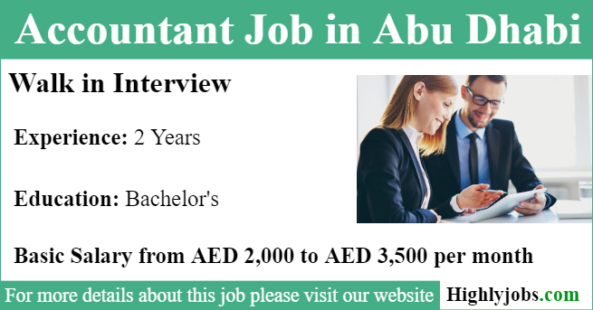 Walk in Interview for Accountant Job in Abu Dhabi