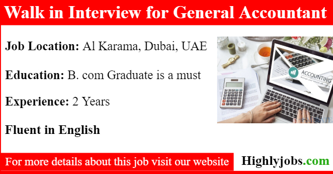Walk in Interview for General Accountant