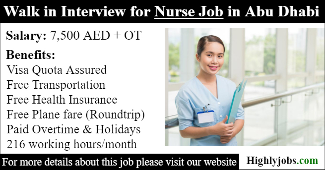 Walk in Interview for Homecare Nurse Job in Abu Dhabi