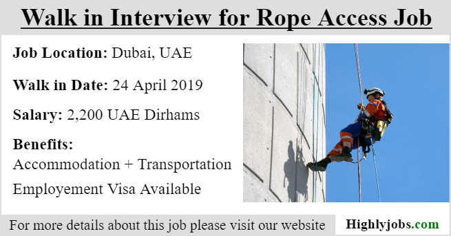 Walk in Interview for Rope Access Job