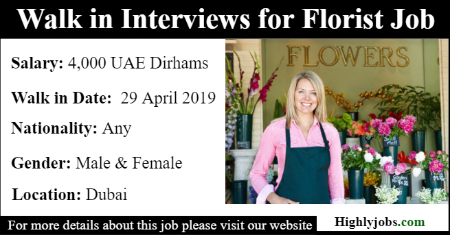 Walk in Interviews for Florist Job